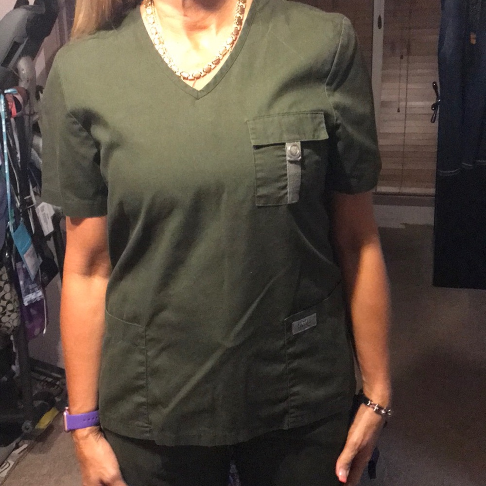 Army green scrub top